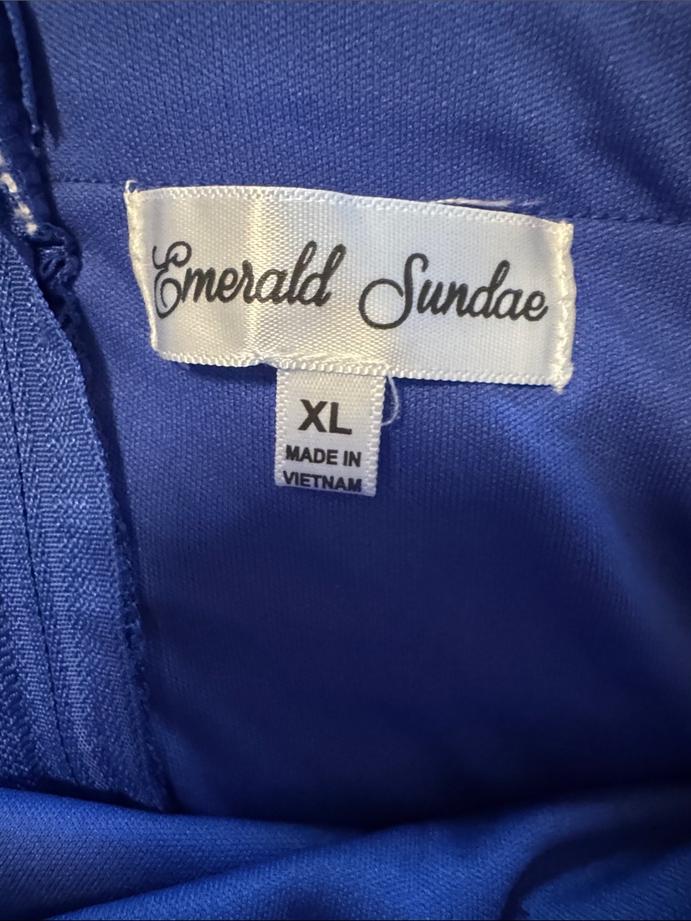 Emerald Sundae Cobalt Blue Satin Ruffle Maxi Dress slit on the side $99 retail - Picture 6 of 6